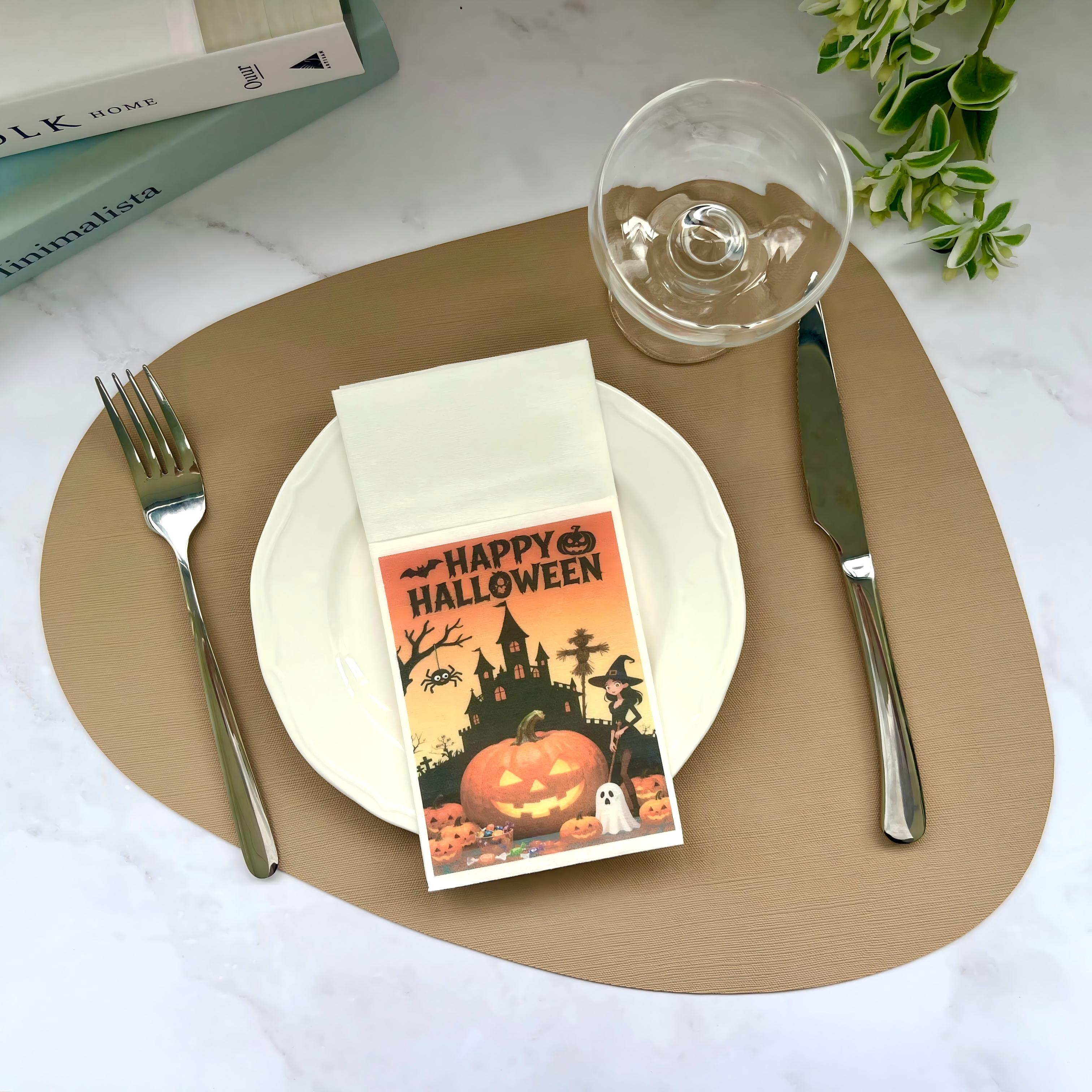 HALLOWEEN Desain Cetak Khusus Kertas Airlaid Serbet Airalid