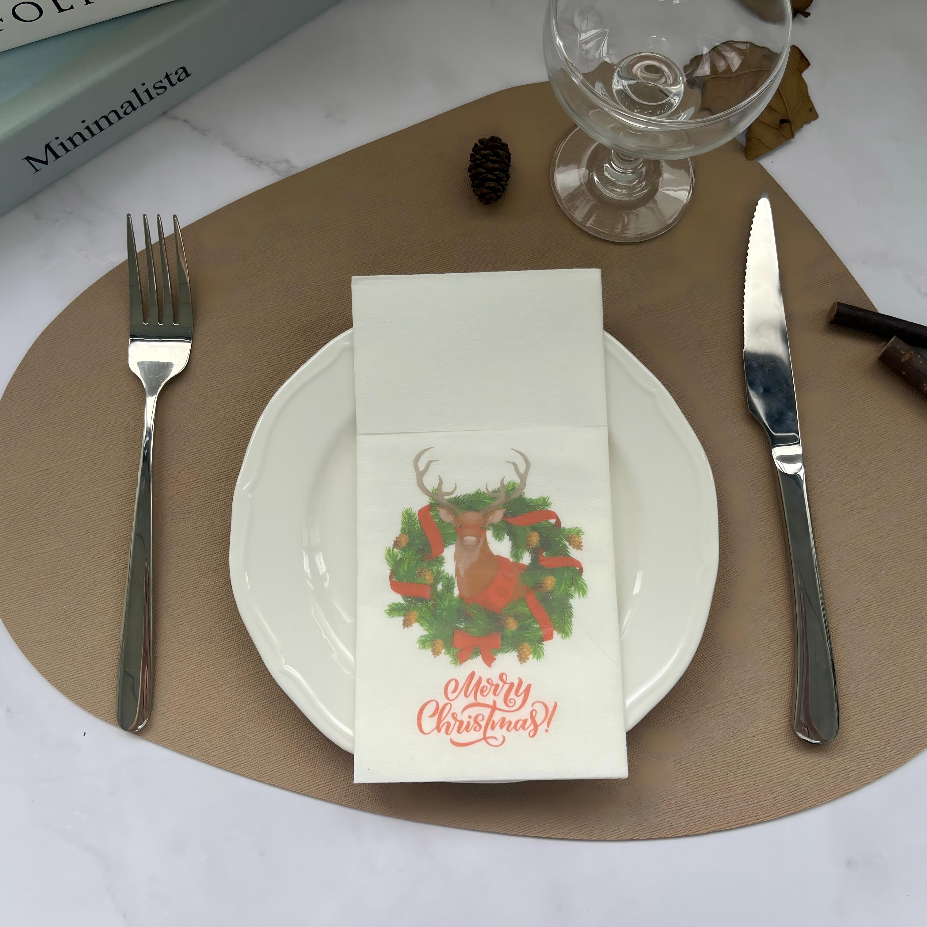 Selamat Natal Serbet Airlaid Makan Malam Desain Cetak Khusus